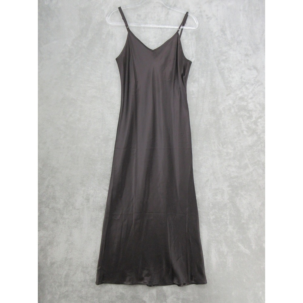 Vintage Express Slip Dress Womens Size 10 90s Satin Midi Bias Cut Y2K Chocolate